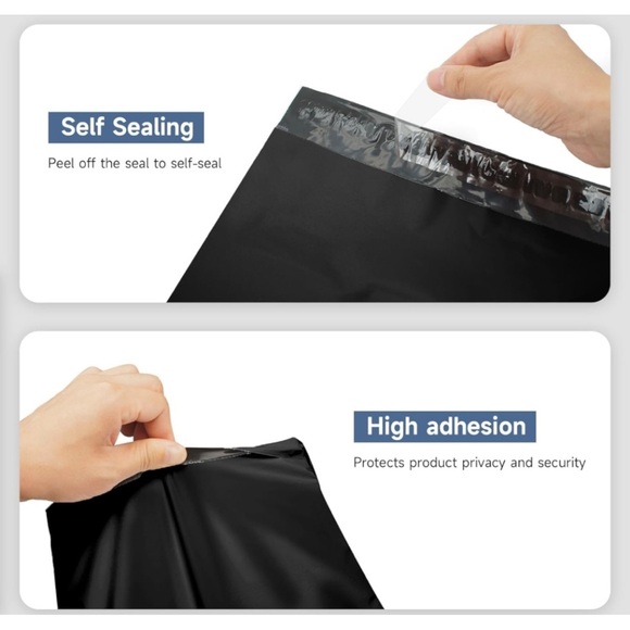 50 qty•13”x10” Eco-Friendly Solid Black Poly Mailers for Shipping - Picture 4 of 5